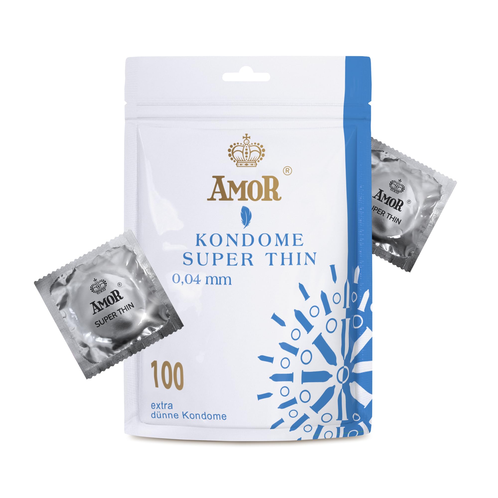 AMOR Premium Super Thin, Extra dünne Wanddicke 0.04 mm, Ø 53 mm, 100 Stück