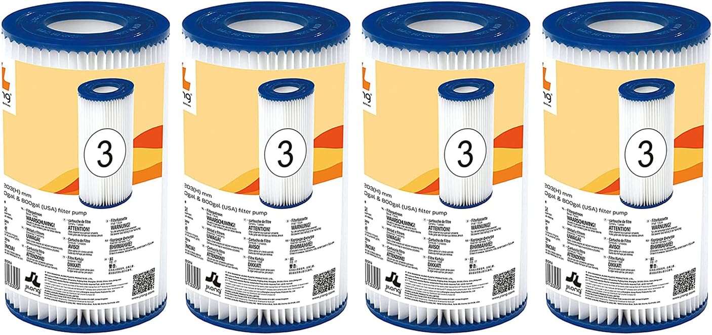 JLeisure Avenli 290589 4.17 x 8 Filter Cartridge Replacement Part for Jilong and Intex Filter 530, 800, and 1,000 Gallon Swimming Pools (4 Pack)