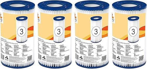 JLeisure Avenli 290589 - Cartucho de filtro de repuesto para piscinas Jilong e Intex de 530, 800 y 1,000 galones (paquete de 4)
