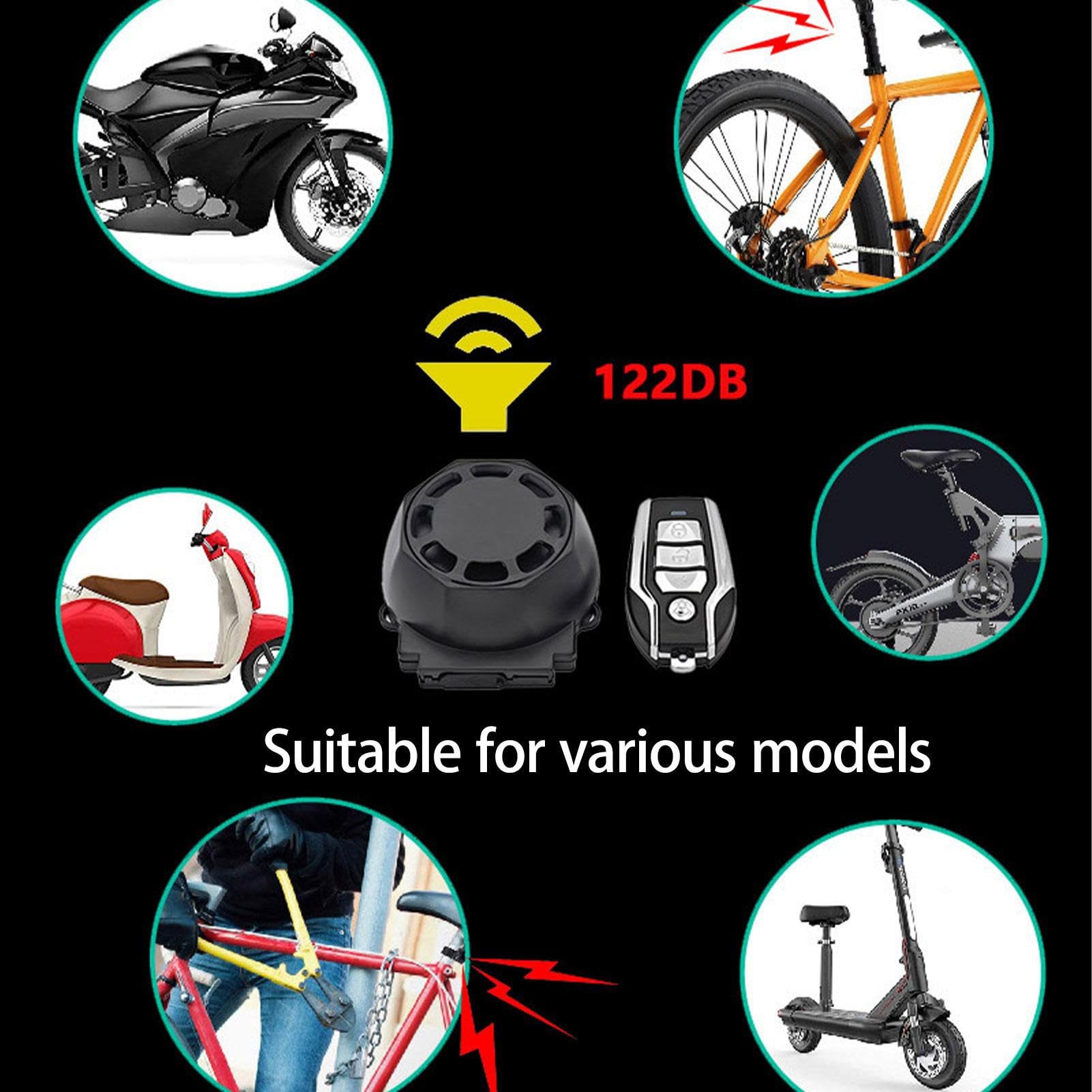 Allarme Moto | Allarme di sicurezza remoto senza F - di allarme di | sicurezza ricaricabile 122db per allarme bici elettrica