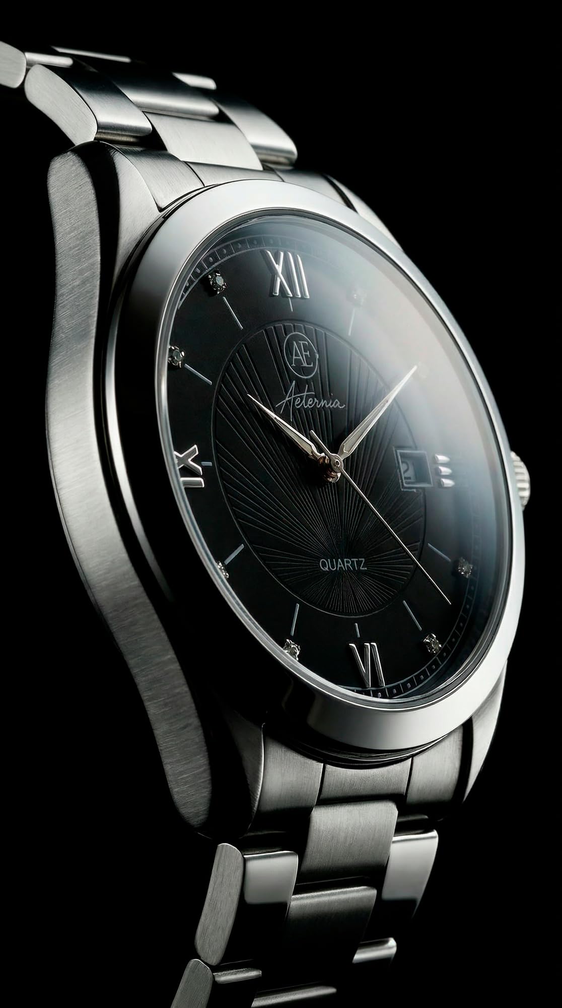 Aeternia - Reloj para hombre, pulsera de acero inoxidable, cuarzo con fecha.