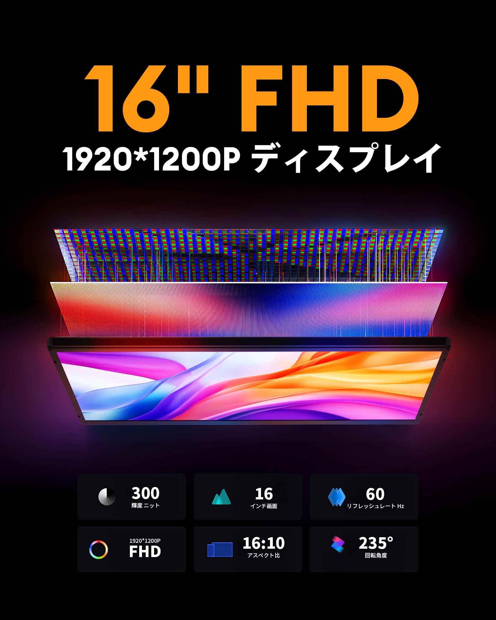 Amazon.co.jp: NGTeco 16インチ モバイルディスプレイ 1920×1200P IPS