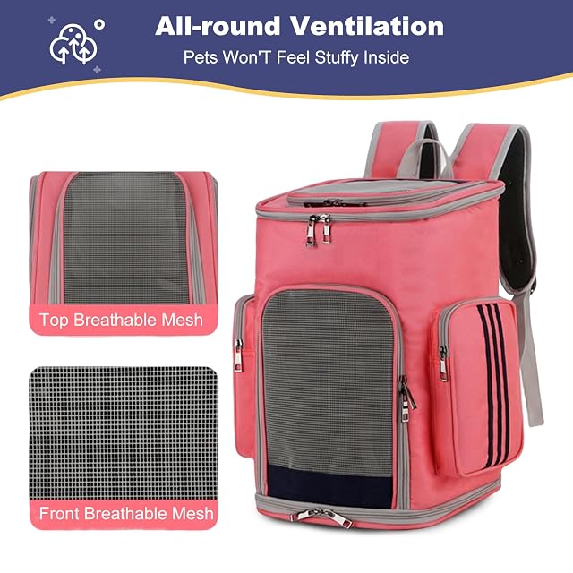 Foto 5 de 7 de PETCUTE Mochila Gato,Mochila Transportin Perro Plegable para Gatos y Perros Pequeños,Mochila Transpirable…