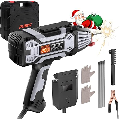Portable Handheld Welding Machine 110V: 200A IGBT Inverter ARC Welder Gun with Digital Display & 6-Level Current Control, Hot Start & Anti-Stick Fits for 3/32"-1/8" Stick Rod - Gift for Men, Home DIY