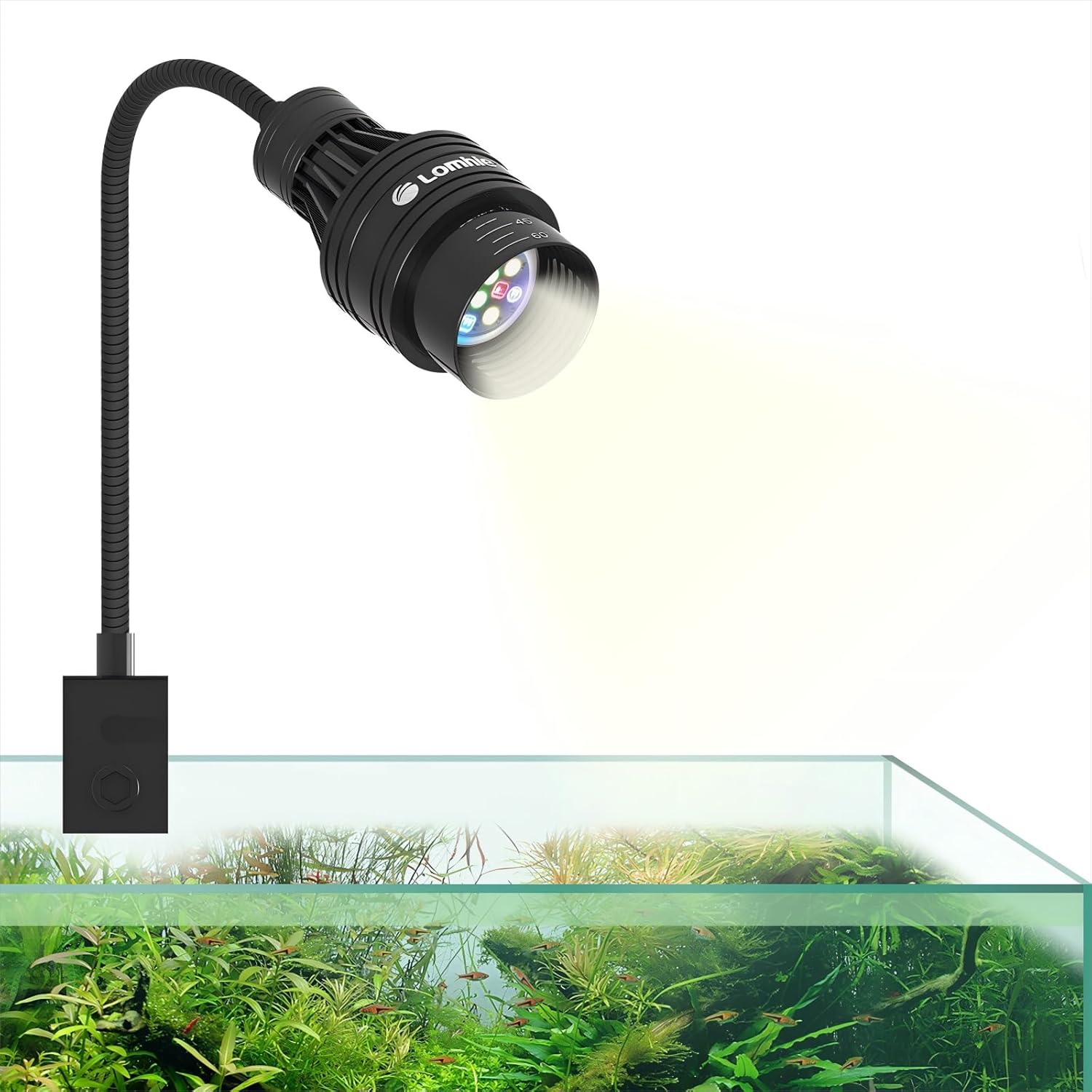 Lominie LED Aquarium Light Full Spectrum 15°-60° Adjustable Aquarium Focus Light Spotlight for Saltwater Freshwater Fish Tank（A15 Freshwater/Saltwater）