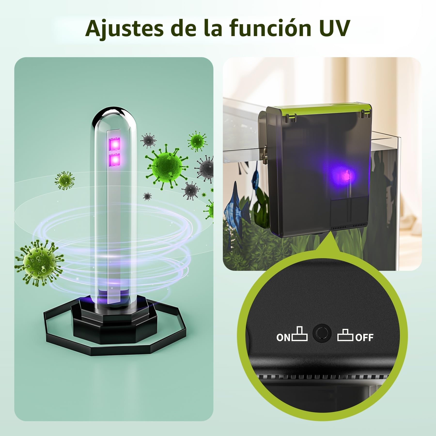 Forever Speed Filtro Externo para Acuario con UVC 4 en 1 Flujo Ajustable Filtro para Colgar 450L/h Filtro de Cascada para Acuarios de 10-100L