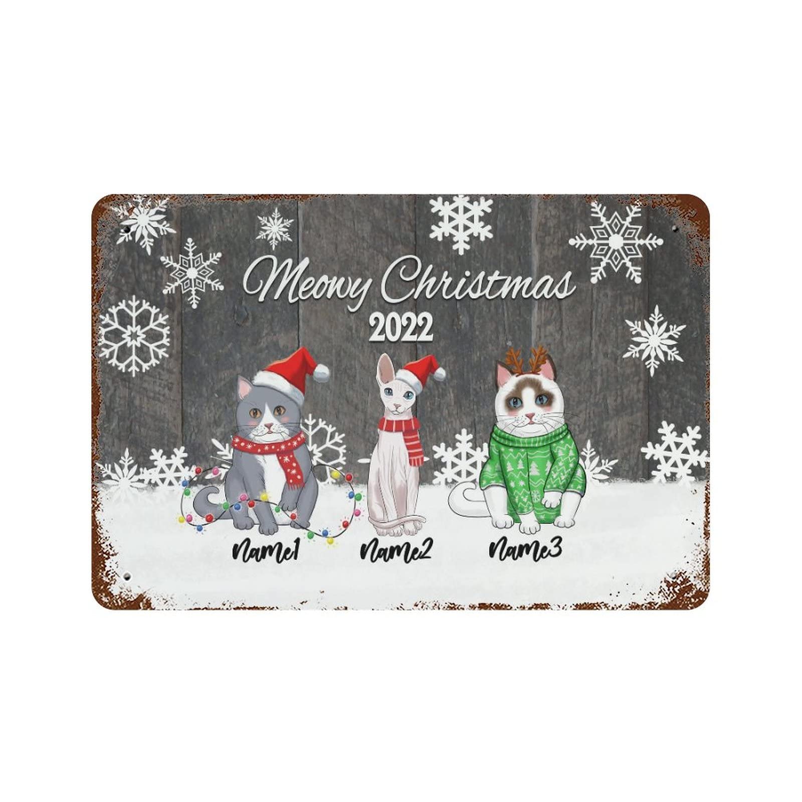 Plaque de garage décorative Meowy pour un intérieur et extérieur festif à Noël