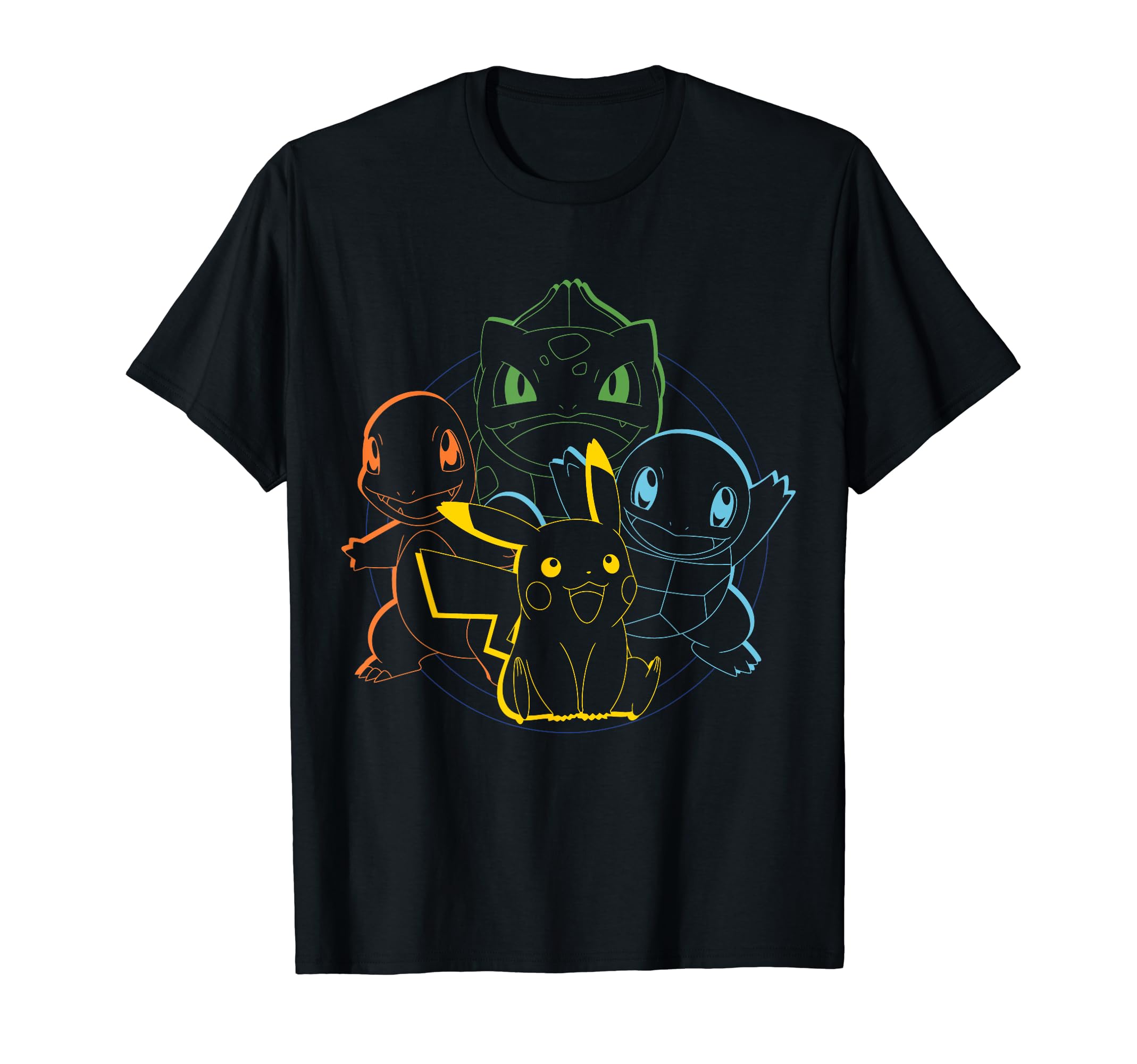 Pokémon - Pikachu Charmander Bulbasaur Squirtle Kanto Circle T-Shirt