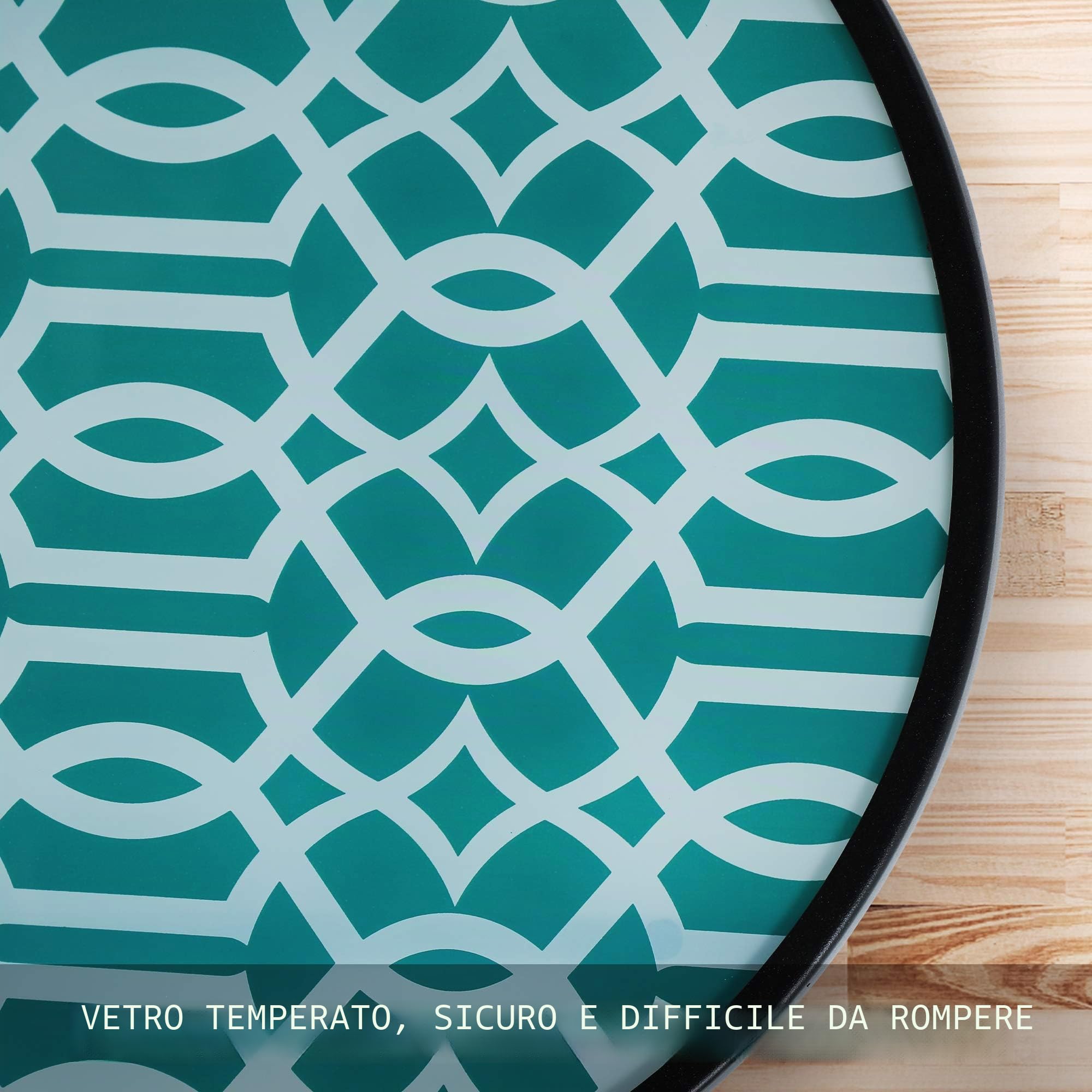 PHI VILLA - Tavolino rotondo pieghevole in vetro e metallo, tavolo da caffè, piccolo tavolino da balcone, resistente alle intemperie, facile da pulire, per balcone, giardino, terrazza, soggiorno