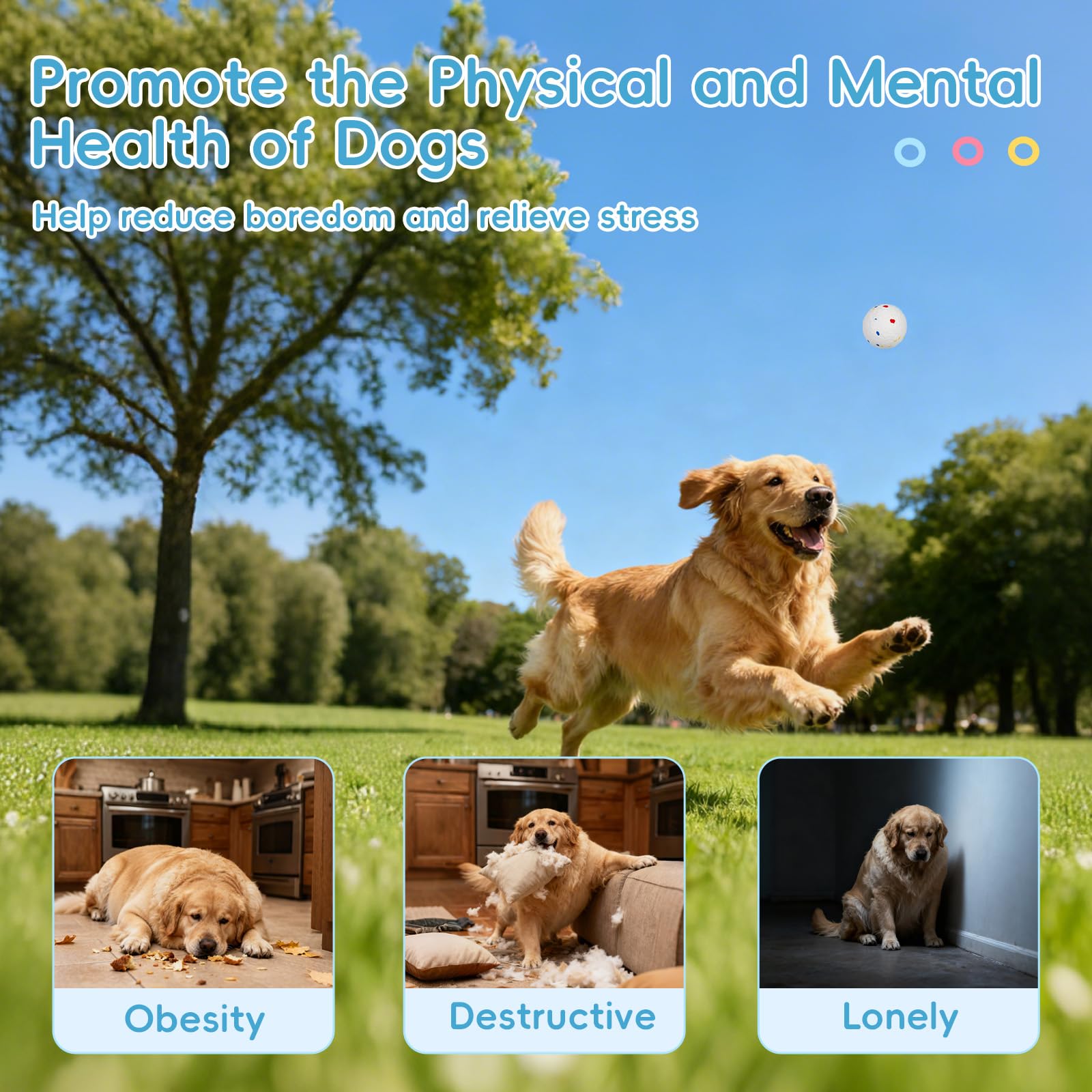 FAHKNS Automatic Ball Launcher for Large Dogs: 40/60/80FT Distance Dog Ball Thrower with Remote Control, 3 Adjustable Distances & Random Mode, 8 Pack 2.5" E-TPU Balls Included - image 2