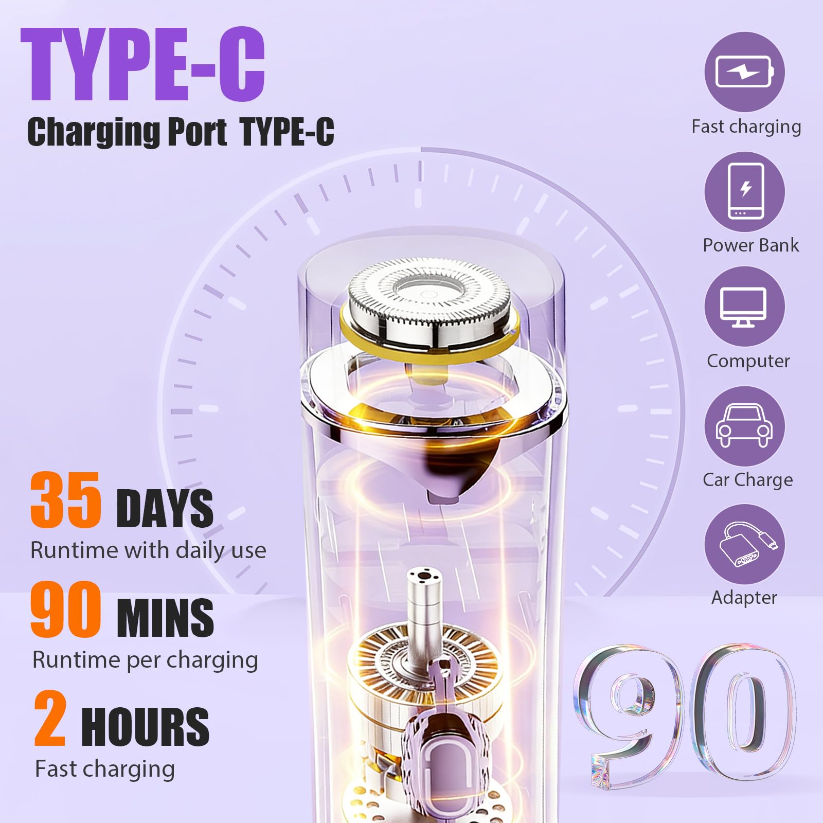 Rasoio elettrico 2 in 1 per bikini, rasoio elettrico ricaricabile per peli del corpo pubico, per gambe, corpo, capelli, rasoio elettrico a doppia testa, per donne, pubblico, viso, ascelle, gambe