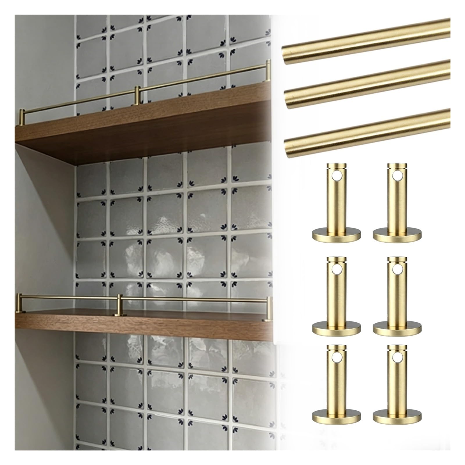 Peynir 3 Pack 1 2 3 4 Pack Customizable Cabinet Guardrail Bar, Bookcases Dish Racks Bars Decor Shelf Anti-Fall Rail Sets With Mounting Screws, Brass Gallery Railing For Collectibles(,L 29"/73.7Cm)