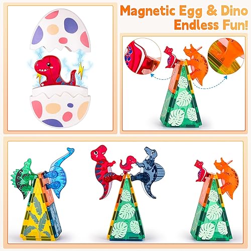 Miniatura 10 de Juego de azulejos magnéticos, bloques magnéticos, juguetes de construcción, animales de safari magnético para niños pequeños de 1-3, 3-5, estructura