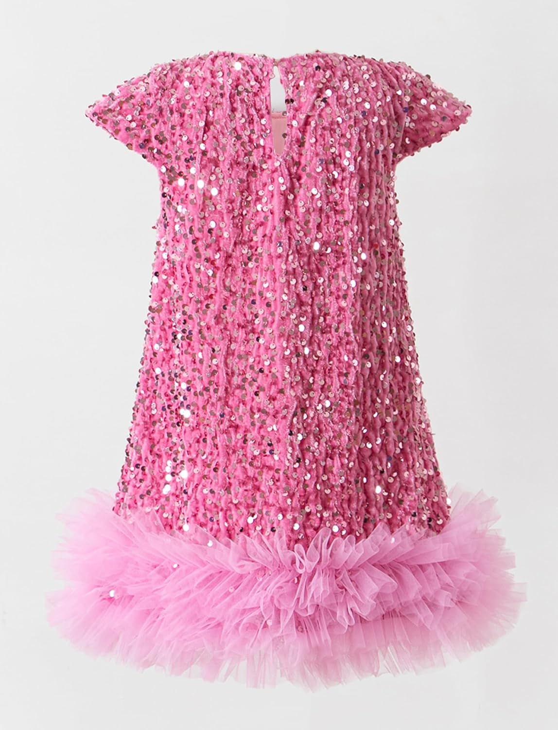 Happy Cherry Sequin Dress for Kid Girls A-Line Sleeveless Sparkly Gown Party Dresses with Faux Fur Trim - Image 3