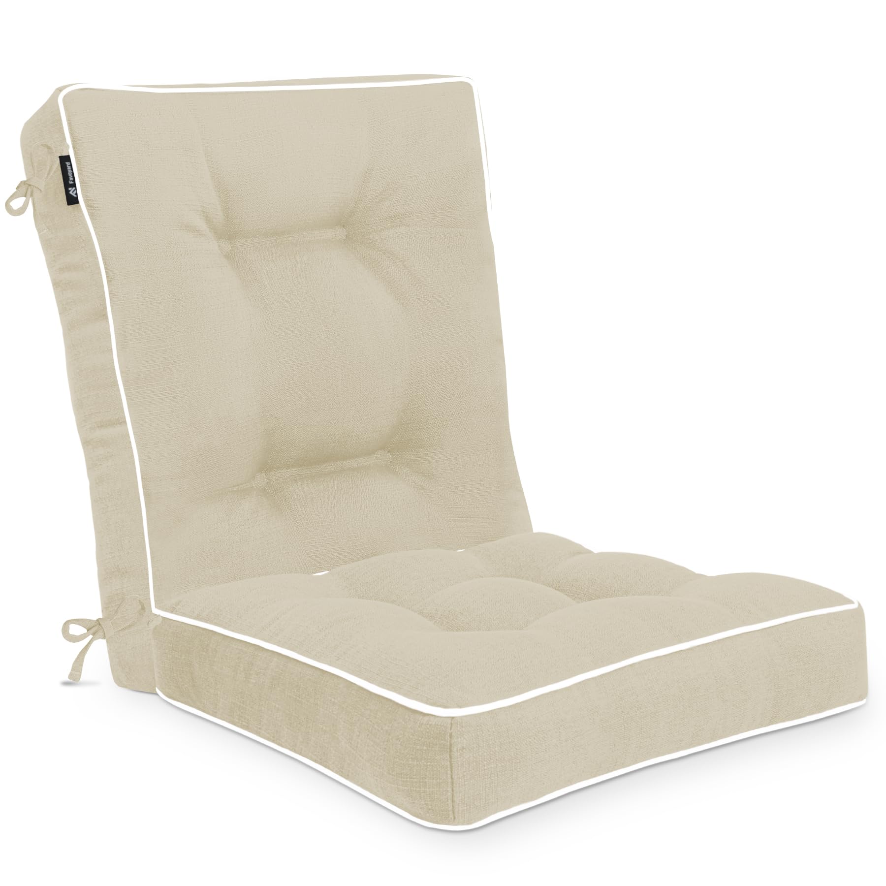 Favoyard Rocking Chair Cushion Set, Indoor & Outdoor Rocker Cushions, Water Resistant Seat Cushion Set for Patio Furniture 3-Year Color Fastness Chair Pads with Ties, Beige