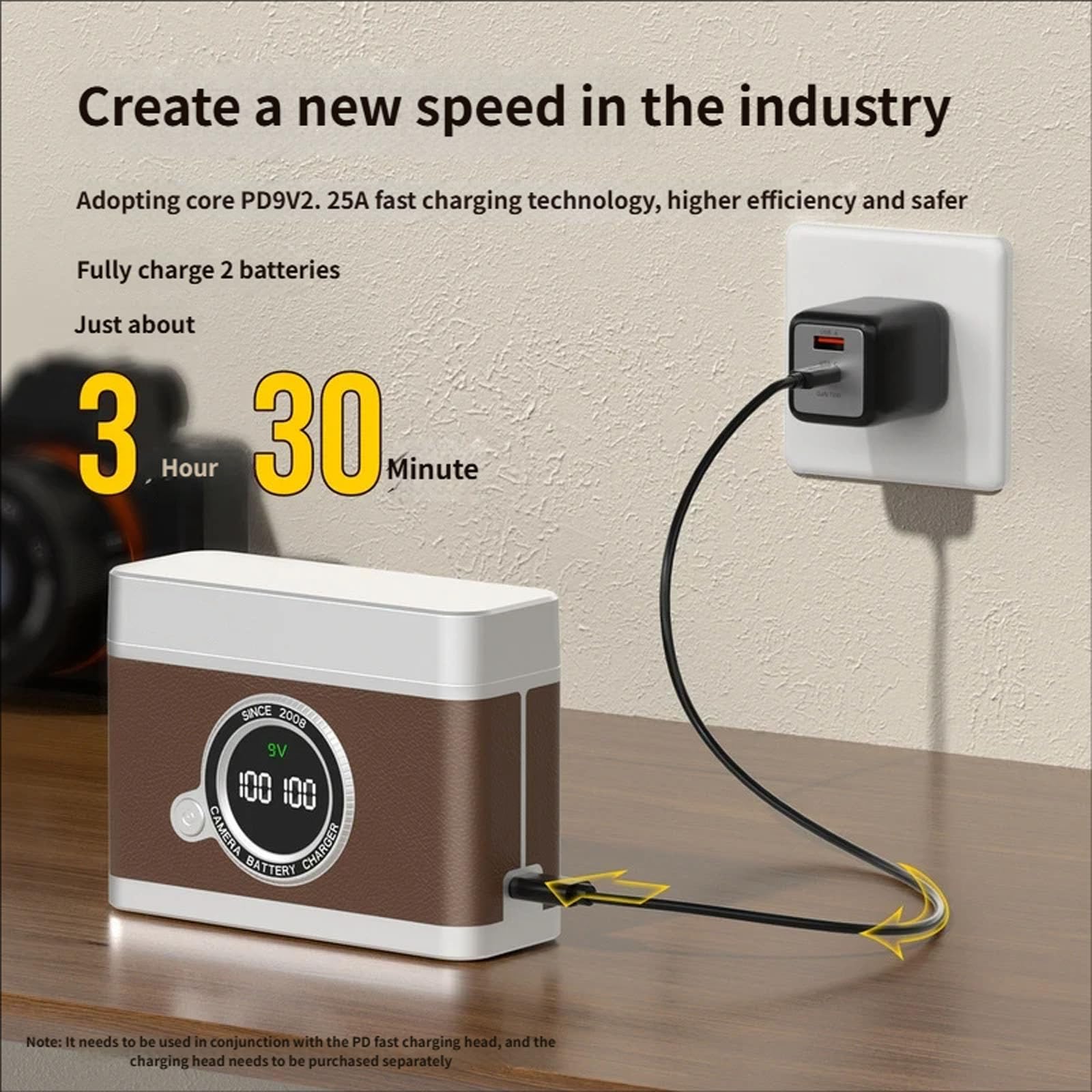 W235 USB C - Cargador de batería para cámara con indicadores LED, color