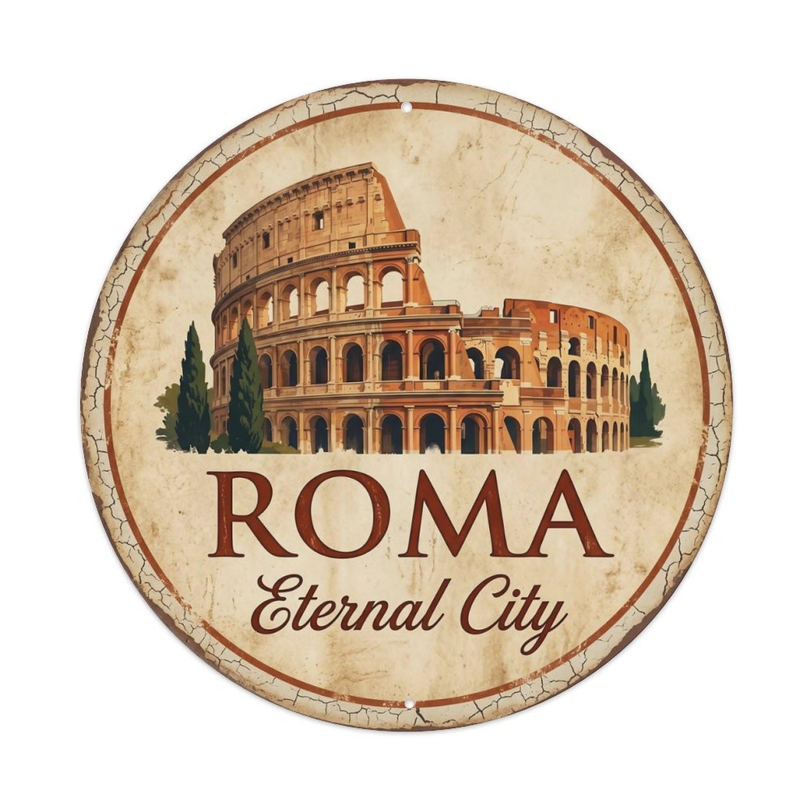 Vintage Travel Rome Italy Eternal Metal Tin Sign