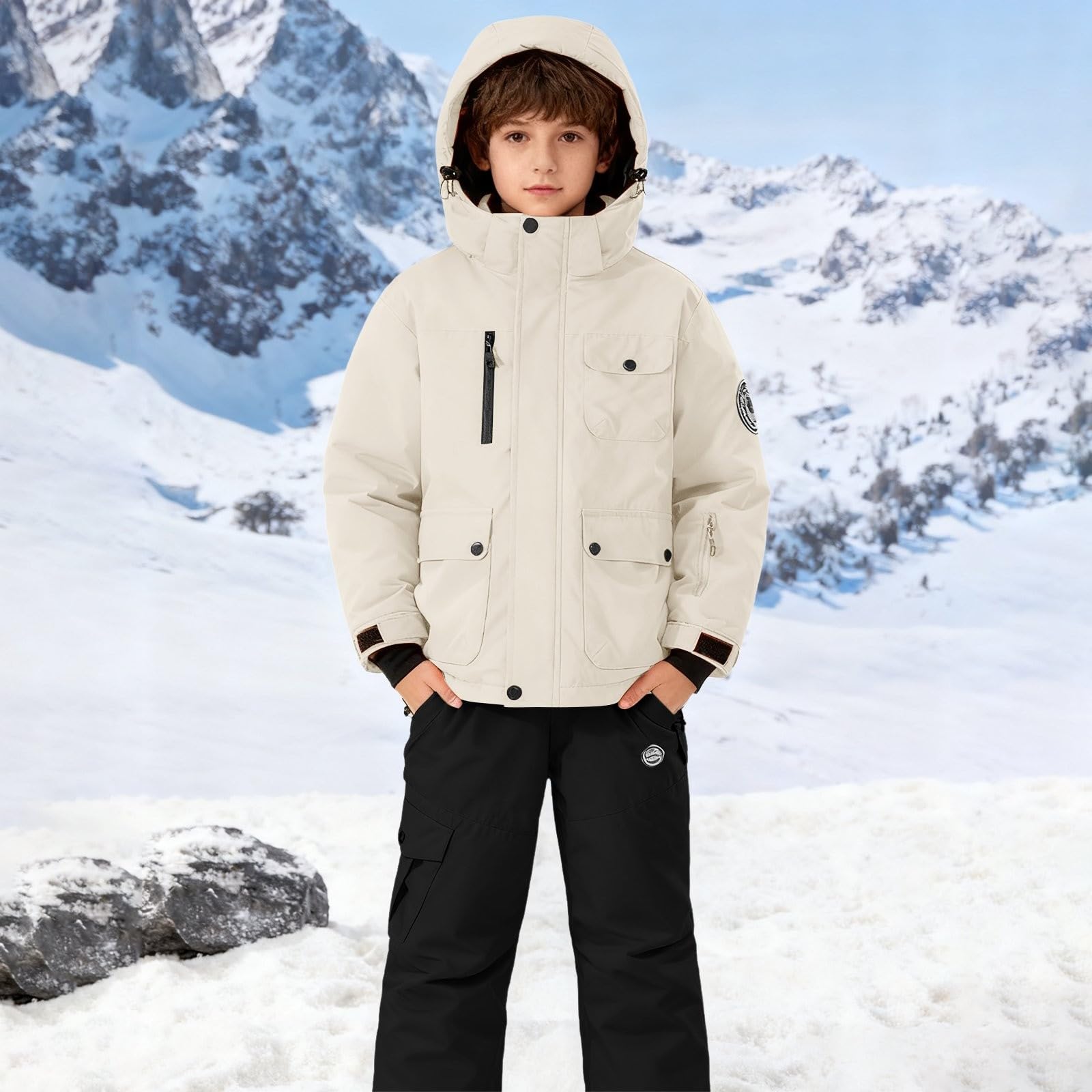 Cocila Bekleidungsset Mädchen Schneeanzug Kaputze Winter-Skianzug Für (Hose, Jacke, Set) (Schneelatz, Snowboardbekleidung) Skijacke Anorak Kinder Skianzug Puppenkleidung Winter Jungen 2 Teilig