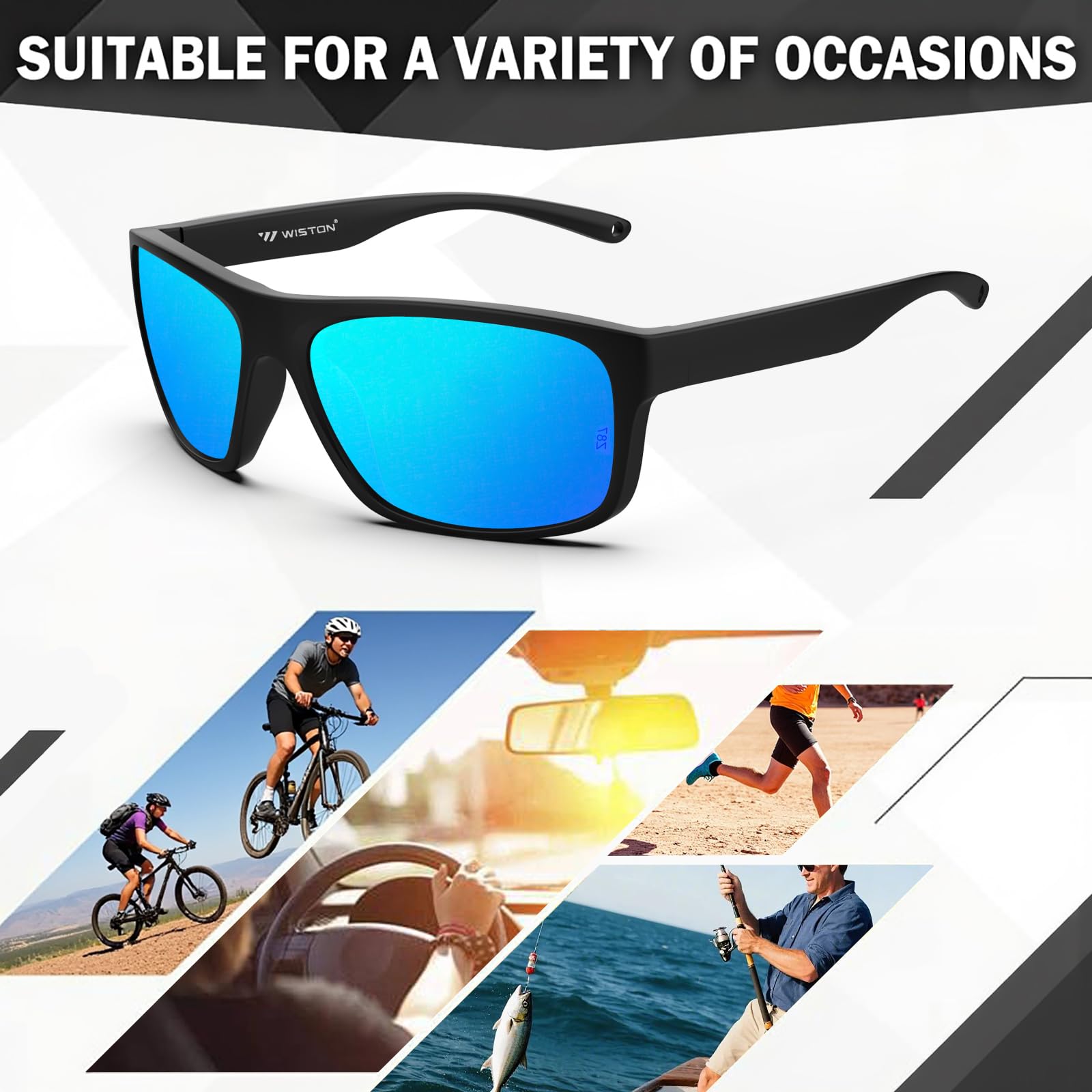 WISTON Z87 - Gafas de sol deportivas de seguridad para hombre, protección UV400, resistentes a los impactos, marco TR90, rectangular, Z8247