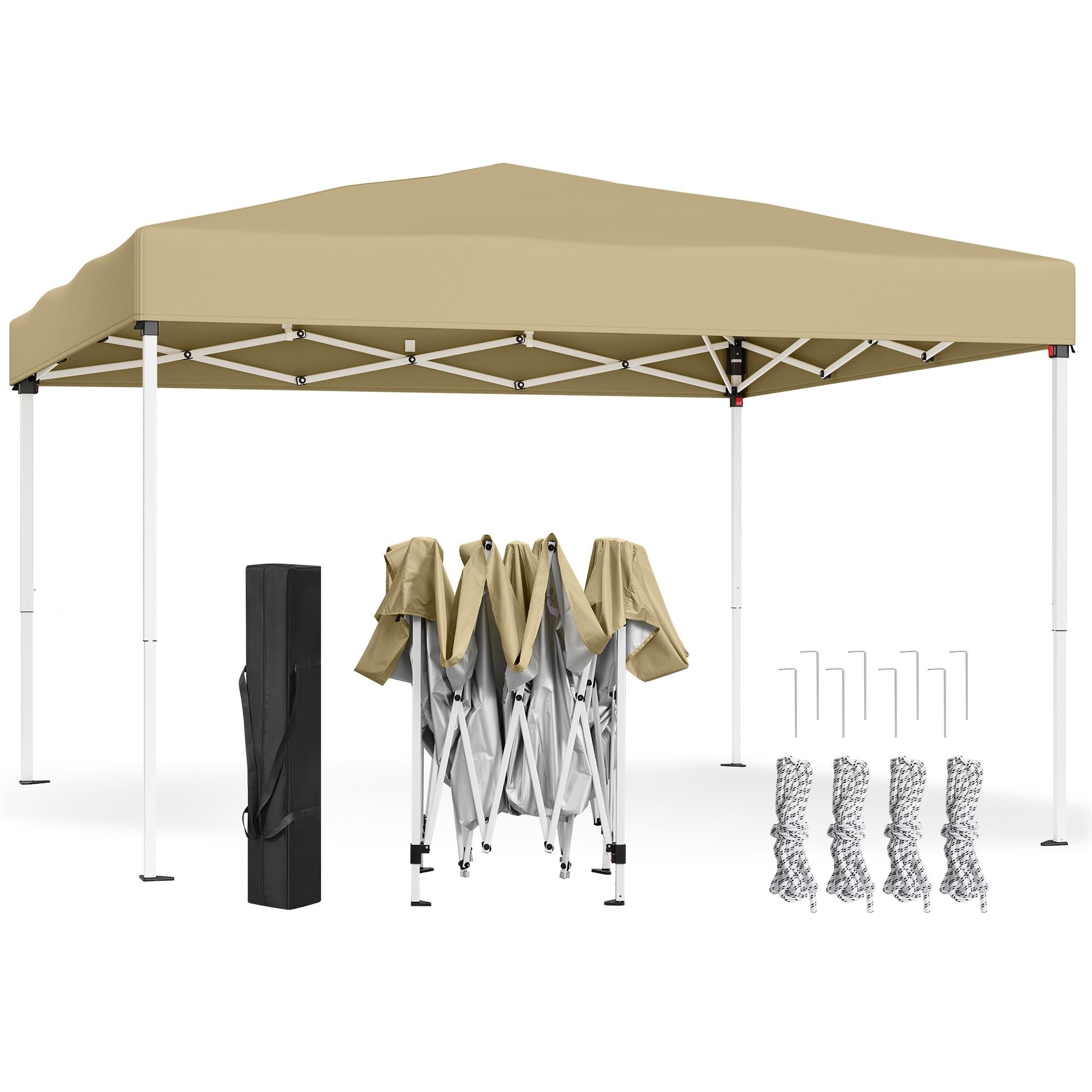 SONGMICS Pavillon 3 x 3 m, Faltpavillon, Partyzelt, tragbar | Gartenpavillon, Sonnenschutz, leichter Regenschutz, für Hof, Garten, Markt, Party, beige, SHELD Kollektion GCT102LZ01