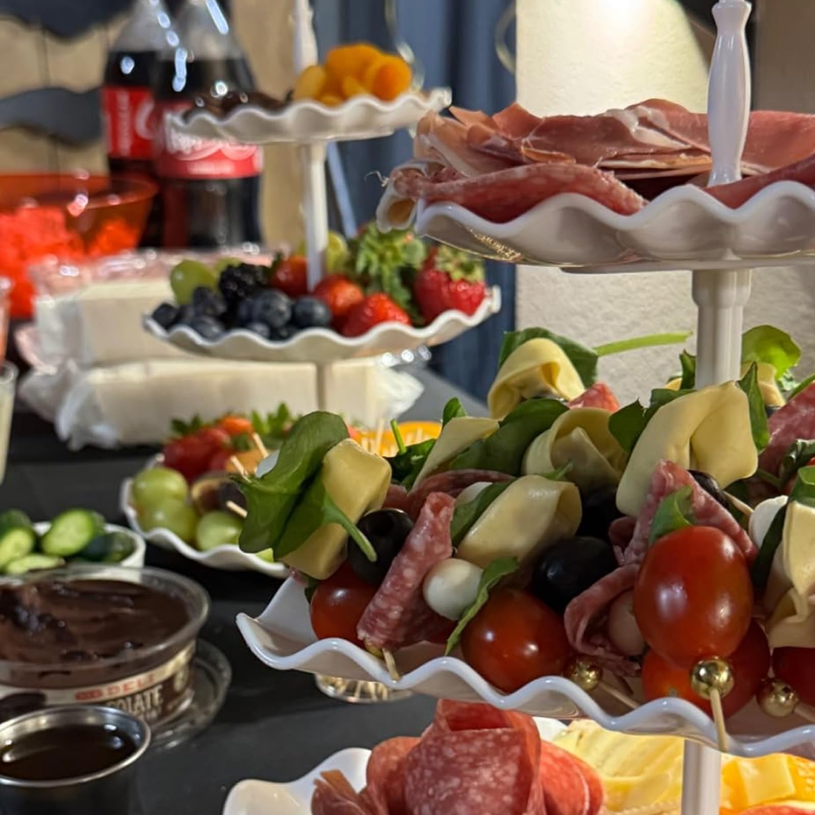 Paquete de 6 soportes para tartas, soporte para cupcakes de 3 niveles, soporte de plástico para tartas de 33 cm de altura, soportes reutilizables para té de la tarde para boda, cumpleaños
