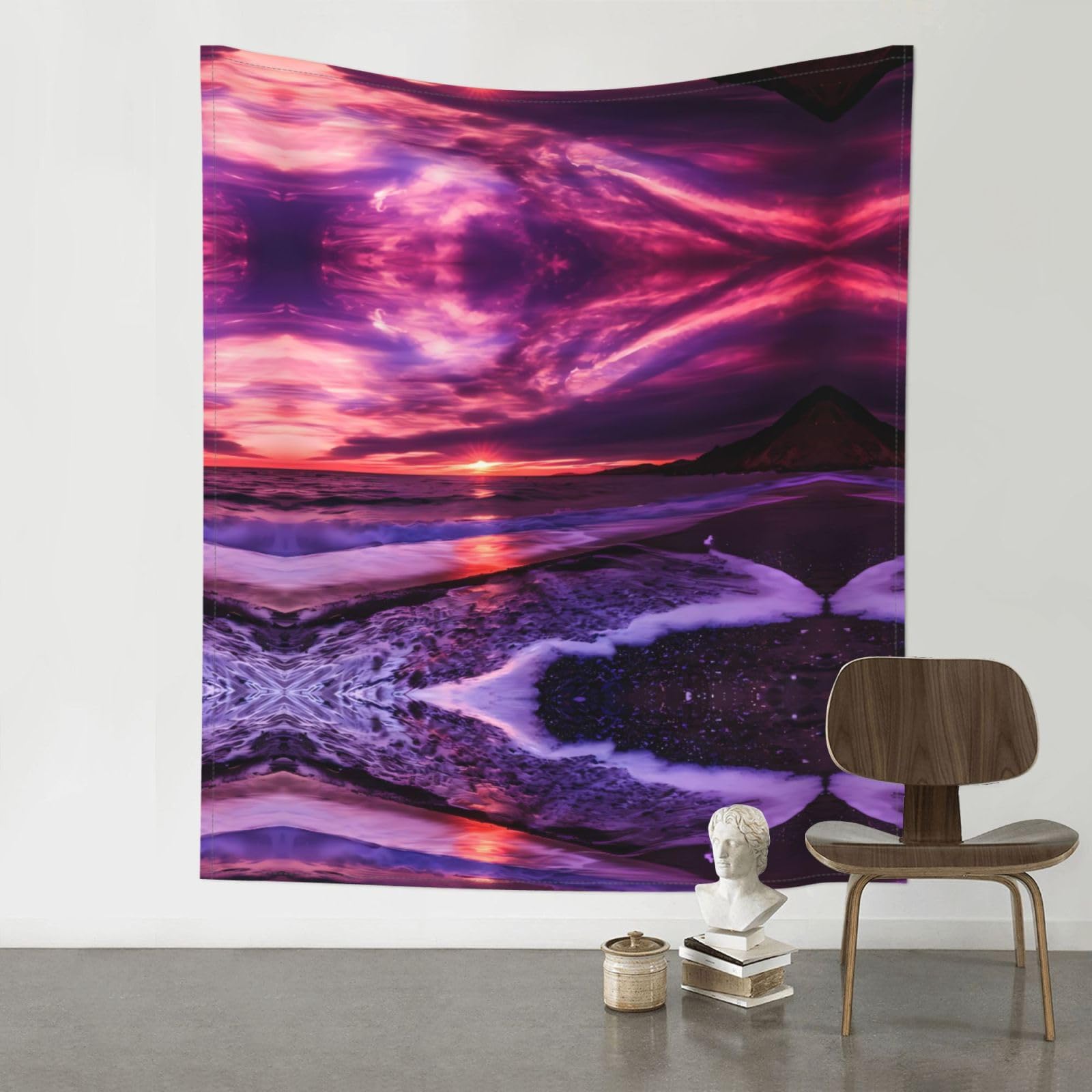 YYHWHJDE Pink Beach Sunset Prints 60x51in Wall Tapestry – Boho Decor Throw Blanket for Bedroom, Dorm, Beach Cover, Picnic & More
