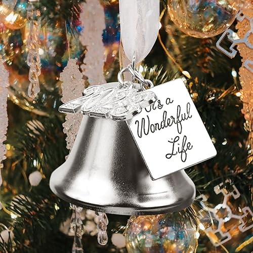 Miniatura 6 de Adorno de campana de ángel de Navidad más grande, ala de ángel y dije inspirado, es una vida maravillosa para decoración de árbol de Navidad 2023