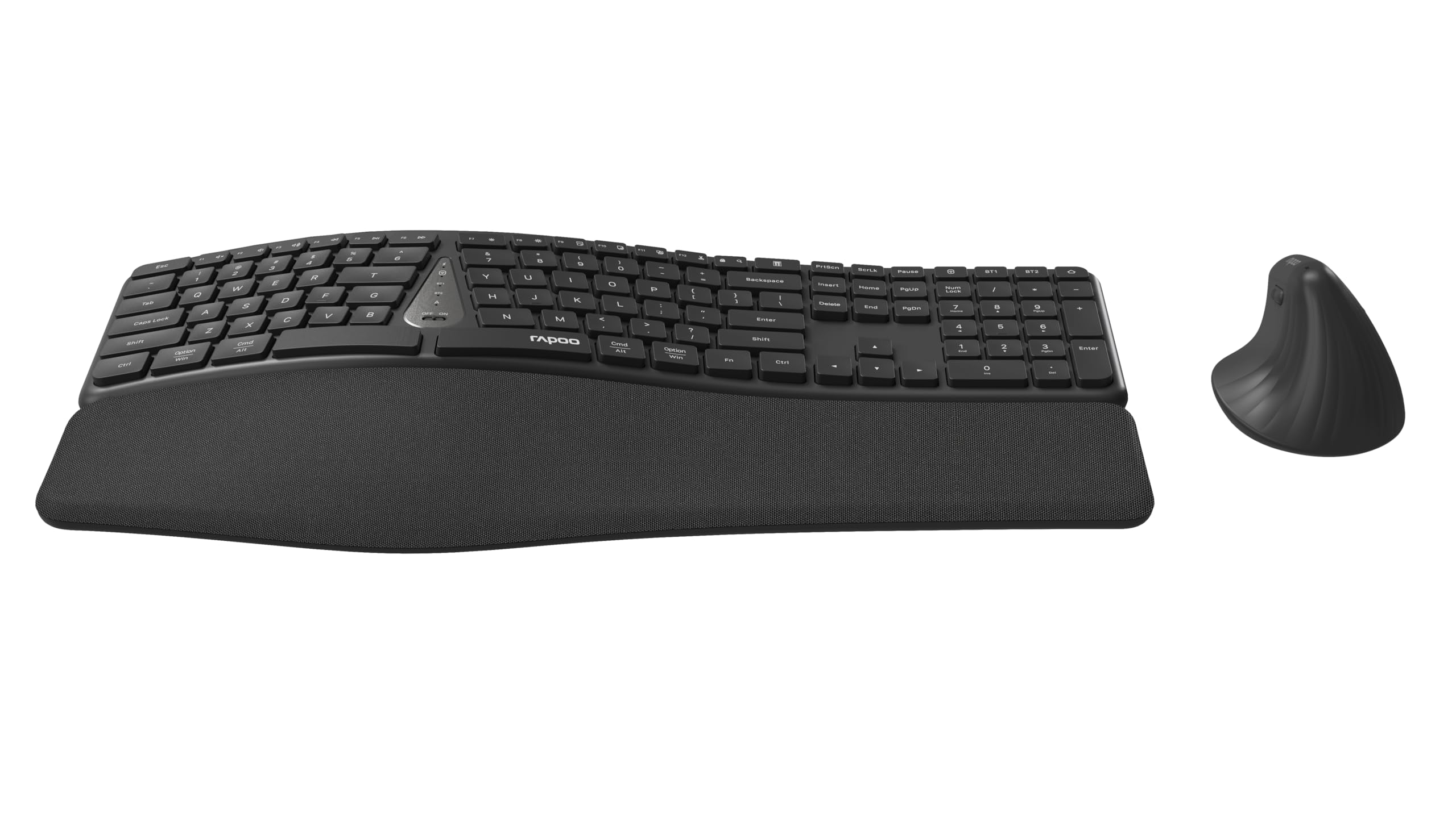 Rapoo I Teclado y ratón inalámbrico QWERTY español, Ergonómico, Negro | Ratón silencioso, 2,4 GHz y Bluetooth, 1600 dpi, Pilas)