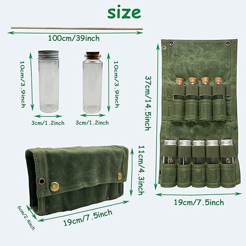 Miniatura 2 de JK Bolsa de almacenamiento portátil para condimentos de campamento con 9 tarros de especias para camping, fiestas y barbacoas al aire libre