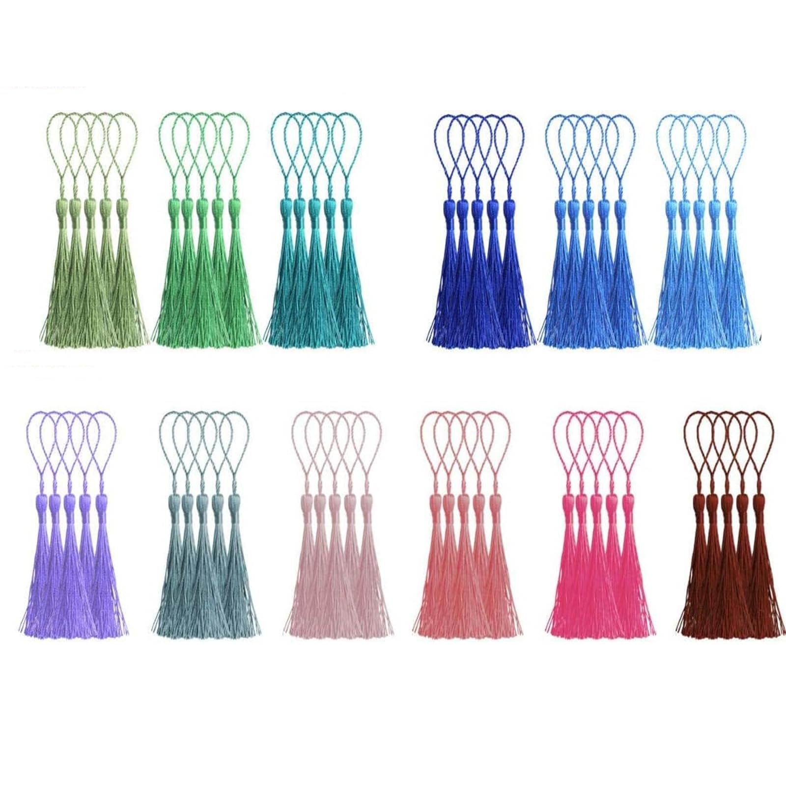 Bookmarks Tassel 60 Pcs Silky Tassels Handmade Bookmark Tassels for Resin,Craft Tassels with Loops for Jewelry Making Graduation Birthday Gift and DIY