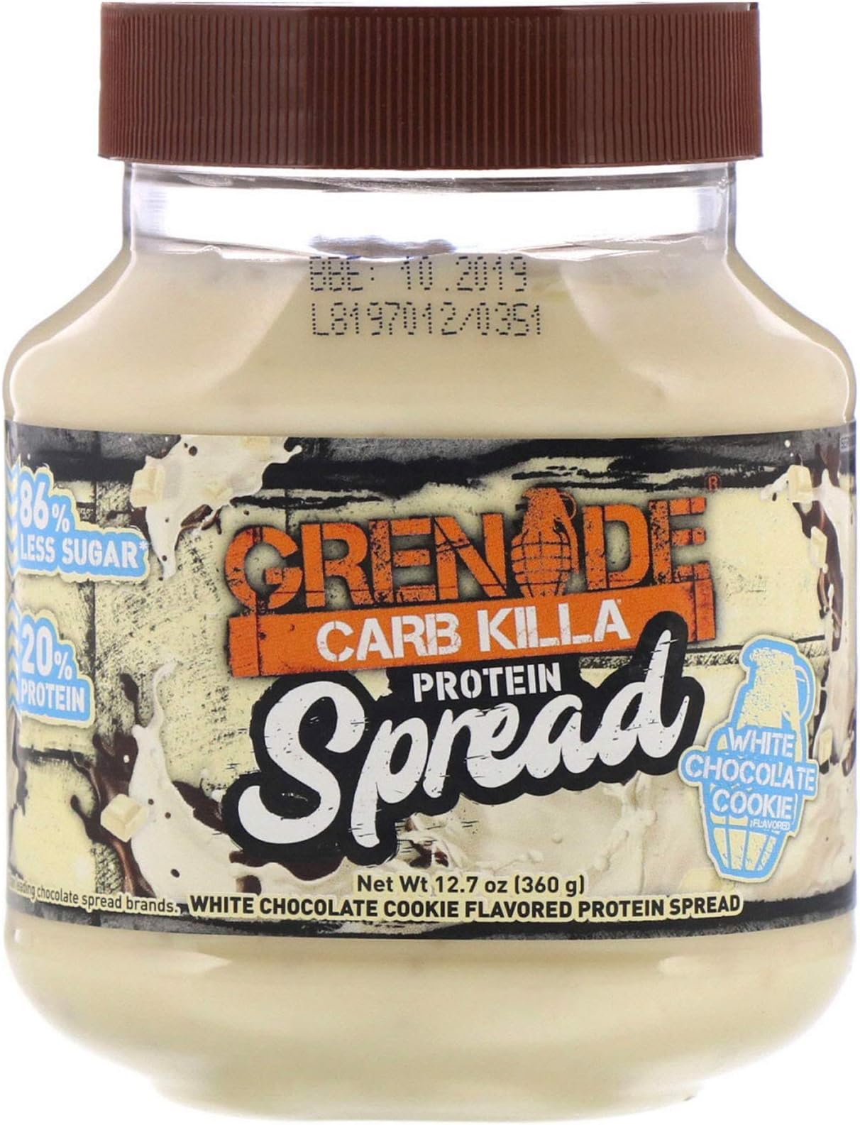 Carb Killa Protein Chocolate Spread | 7g High Protein Snack | High Protein Low Sugar | No Stir | White Chocolate Cookie, 12.7oz