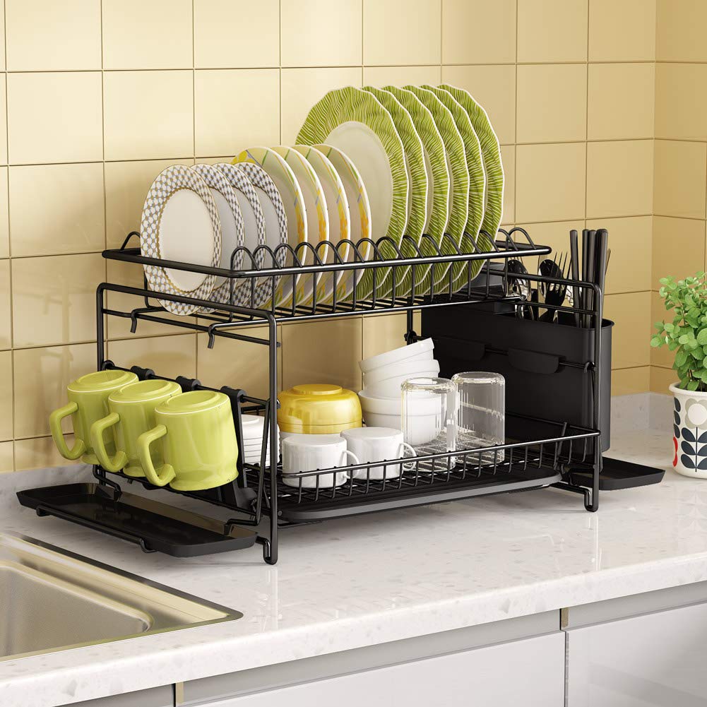 Dish Drying Rack, 1Easylife 2 Tier Large Kitchen Dish Rack with