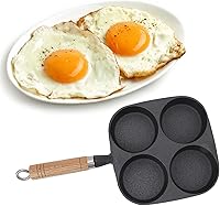 Vista 4 de CHICIRIS Sartén, olla, sartén para huevos de 4 tazas con mango de madera para desayuno, panqueques, tortillas