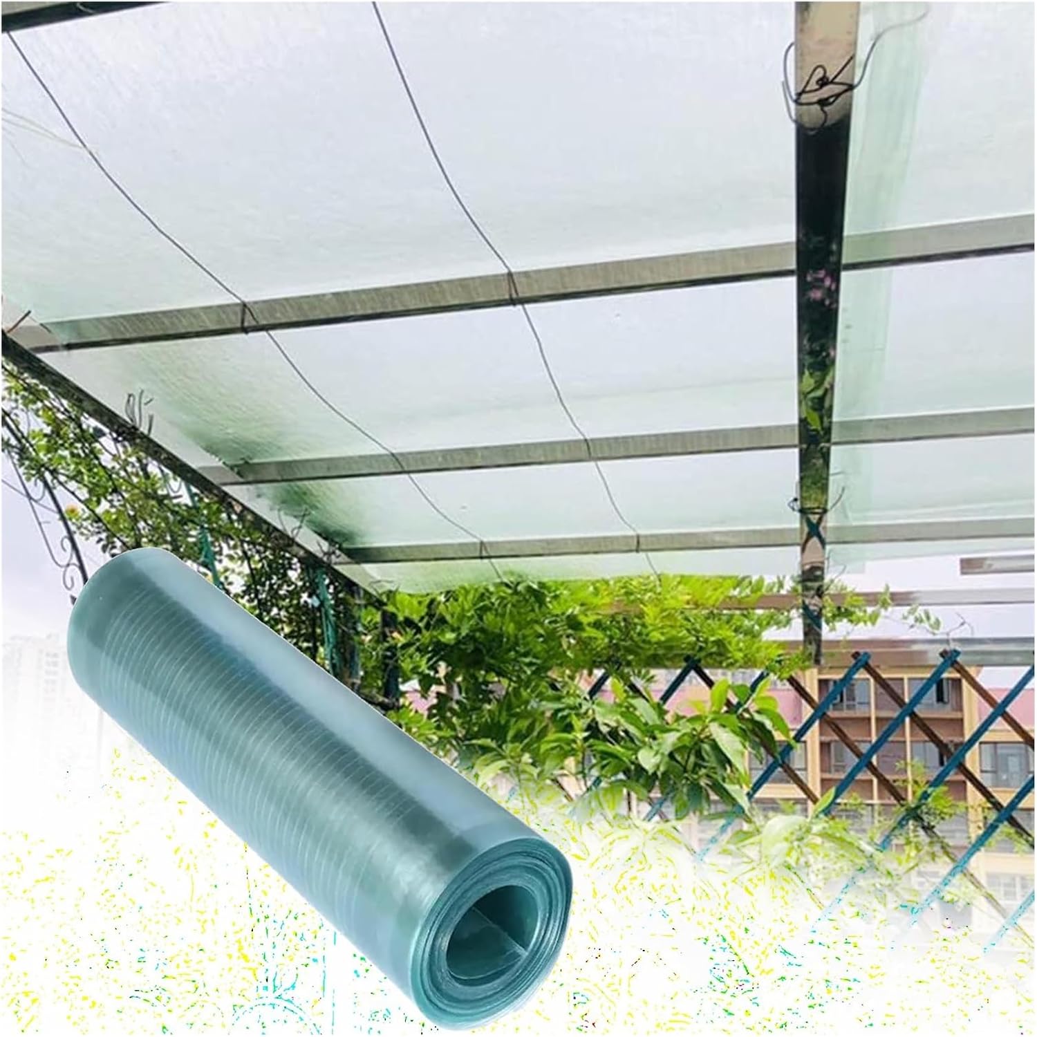 bujnie Polycarbonate Roofing Sheet, Greenhouse Canopy Rain-Proof 0.8mm Rain Shelter Replacement for Garages, Canopy, Customizable (1.2x30m/3.94x98.4ft)