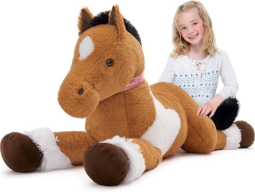 MaoGoLan Peluche de caballo grande para niño, juguete de peluche de caballo grande para niña, poni montable para niños, almohada de felpa de poni de