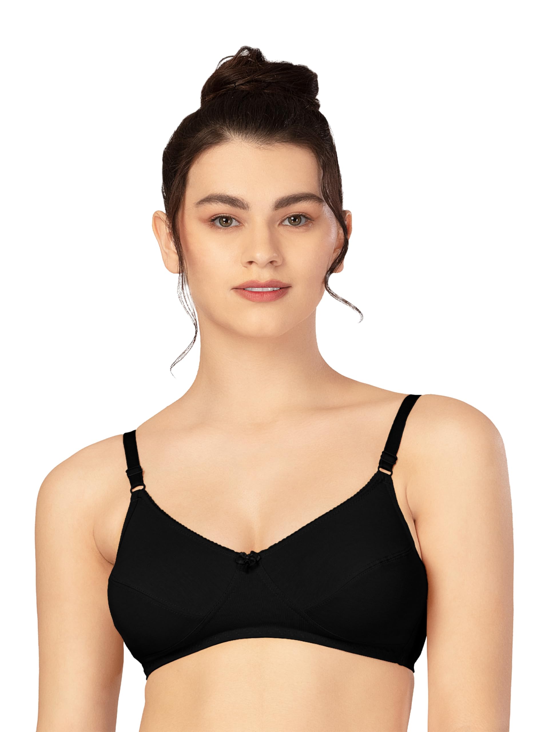 lovable Women Cotton Non-Padded Seamed Wire-Free with Adjustable Straps V-Neck Full Coverage Regular/Saree Bra - Stretch-X-picture-37
