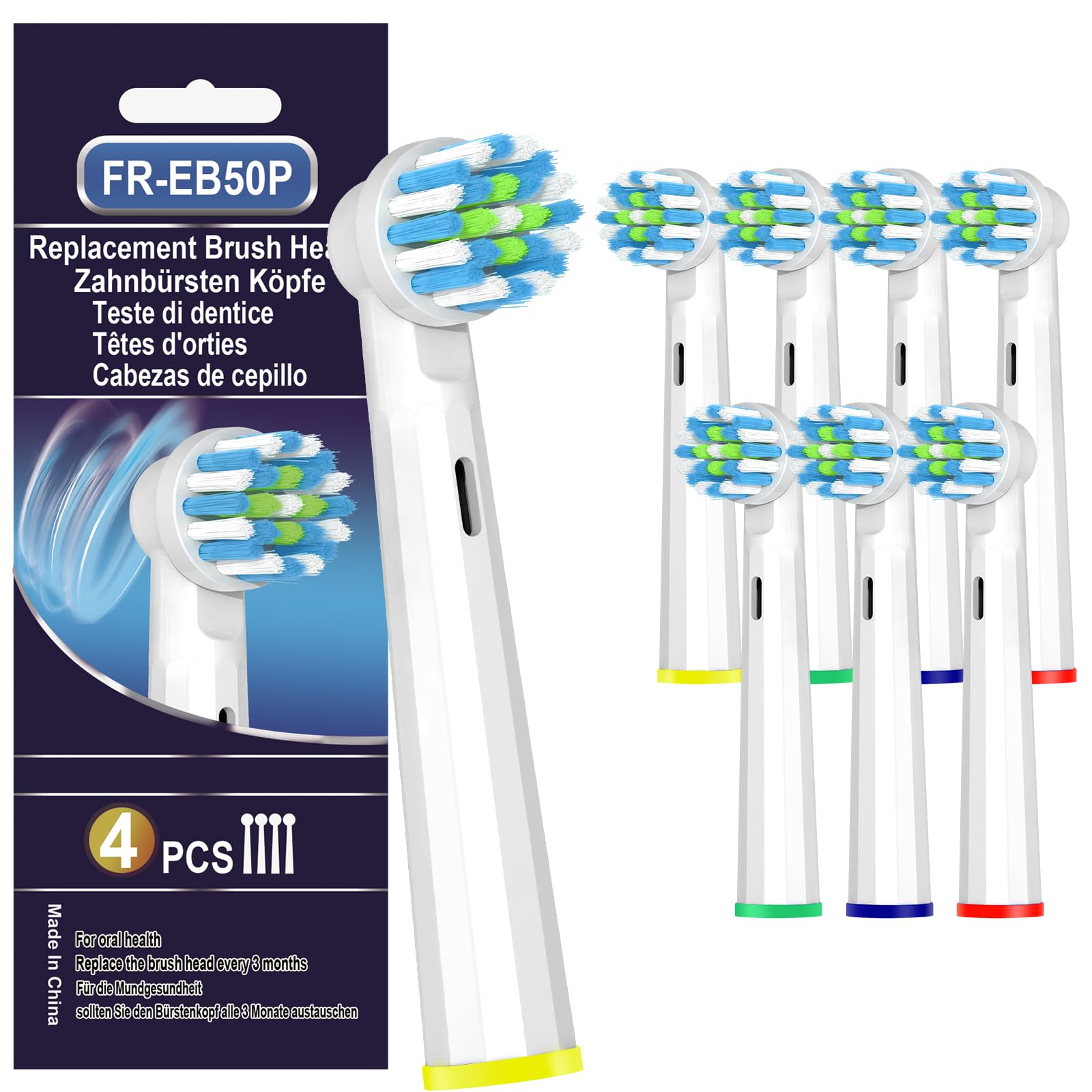 8 Pcs Replacement Heads Compatible with Braun Oral B Pro 1000/7000/9600/5000/8000, Intelligent Cleaning Brush Heads Refills for Genius X and Smart 1500 Electric Toothbrush (White)