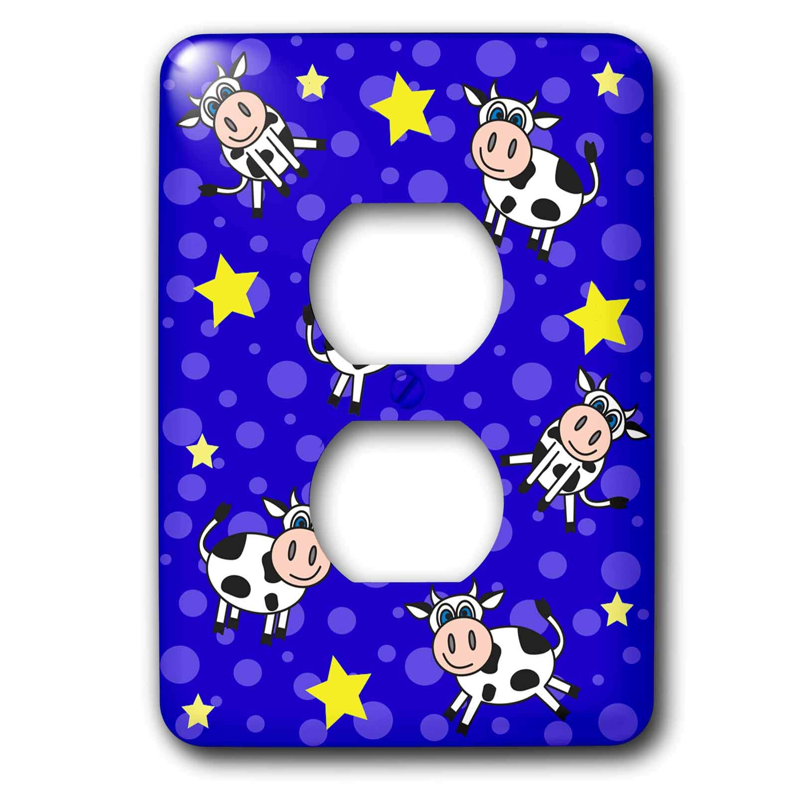 Housse de prise bleu foncé Happy Cow Boy pour chambre d'enfant 3dRose