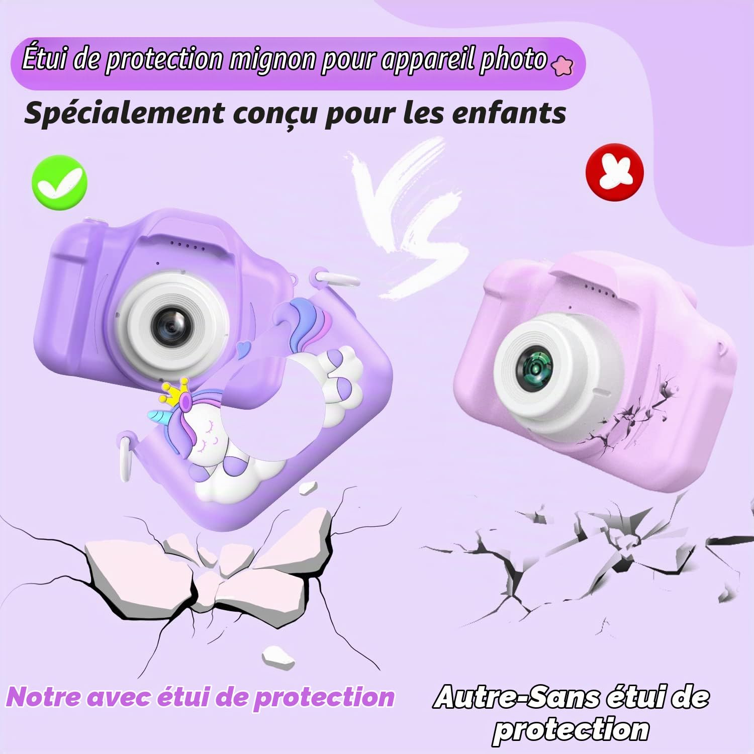 HOOMOON Dinosaure Appareil Photo Enfants, Caméra Selfie Jouet Fille Garçon, Carte SD 32 Go, Enregistreur Vidéo HD 1080p, Cadeaux d'anniversaire de Noël pour 3 4 5 6 7 8 9 10 Ans