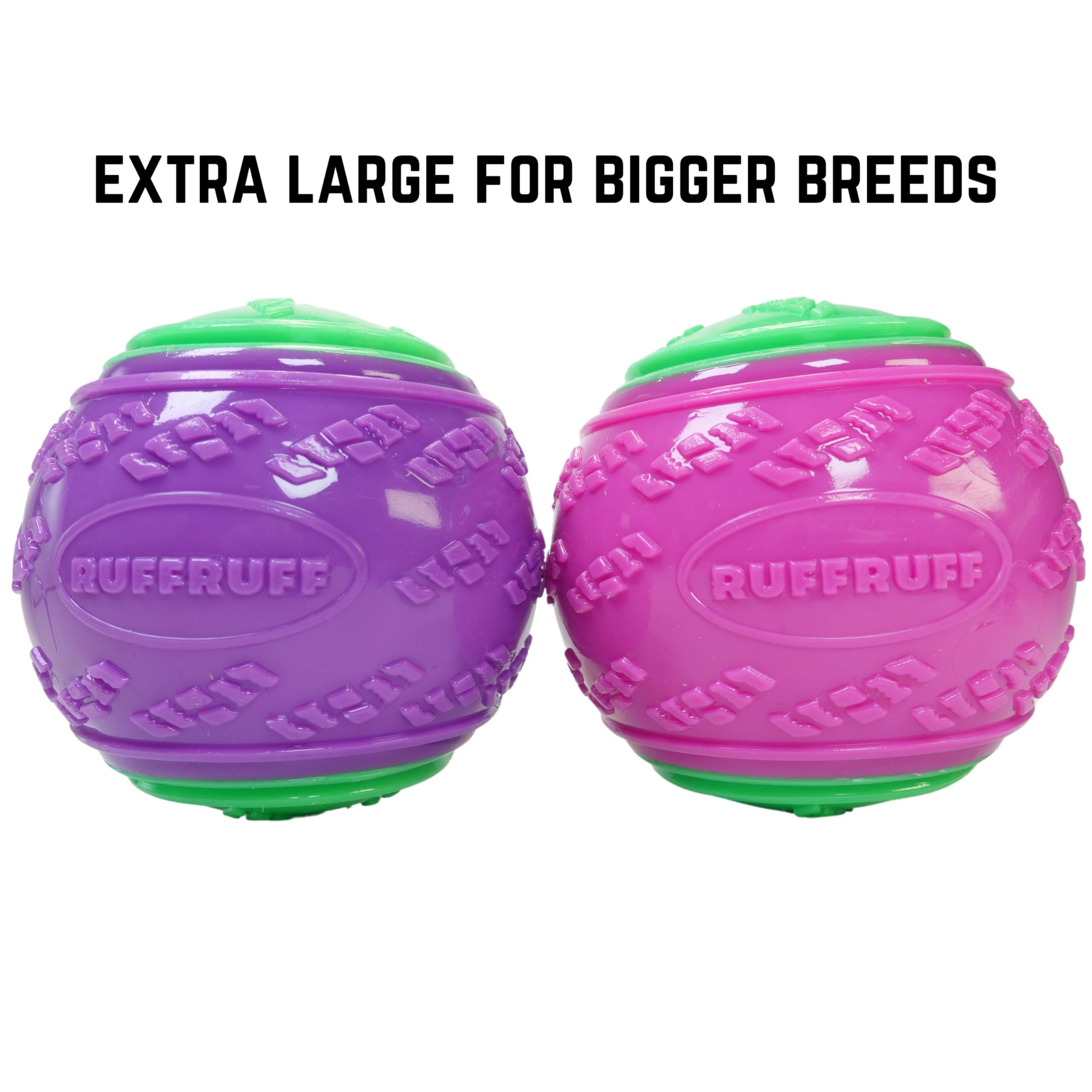 RUFFRUFF Pack of 2. Extra Large XL Squeaky Ball for Big Dogs 9cm Diameter, Mixed - Image 4
