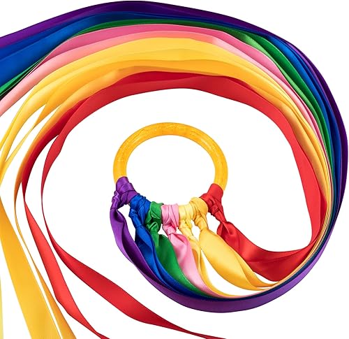 Miniatura 4 de ANCIRS Paquete de 2 cometas de mano de arco iris, varita de plástico para bailar para niños, jugar bailar y correr en fiestas en interiores y