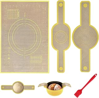 Baking Mat,3pcs Non-Stick Non Slip Silicone Mat for Bread, Biscuits, Pizza Etc,Reusable Bread Loop Mat with 1 Brush Pastry,for Oven etc