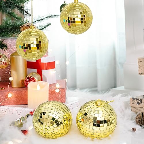 Miniatura 7 de 2 Piezas de Bolas de Espejo de Discoteca Bolas Colgantes para Efecto de Luz de DJ de Discoteca de los 50s 60s 70s Fiesta Decoración del Hogar