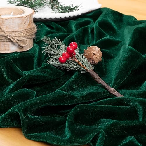 Miniatura 2 de MLMW Camino de mesa de terciopelo esmeralda de 20 x 120 pulgadas, camino de mesa de otoño de 10 pies, camino de mesa de comedor lujoso para fiestas,