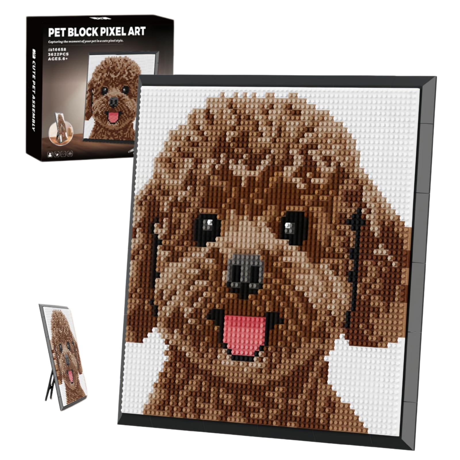 Teddy Dog Pixel Art Animal Mini Micro Blocks Wall Hanging Tabletop Decor