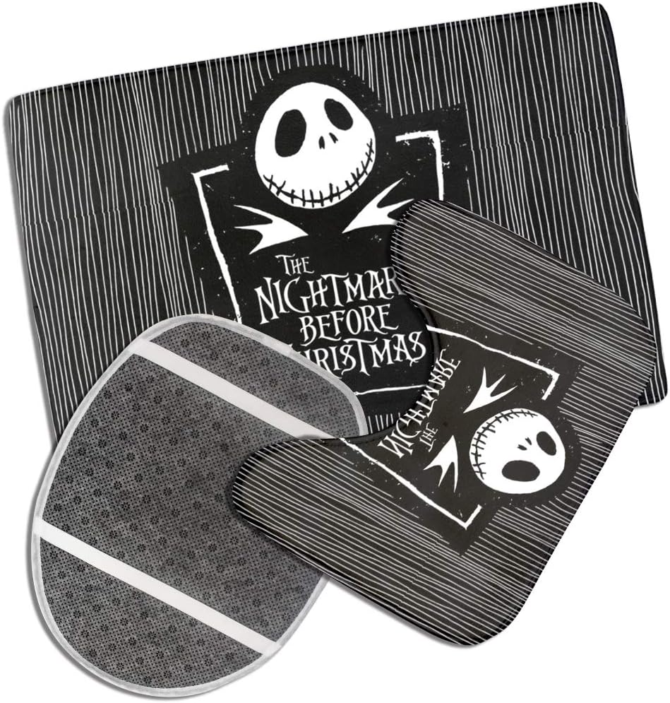 3 Piece Super Plush Non-Slip Bath Mat Rug Set Halloween Toilet Carpet Rugs