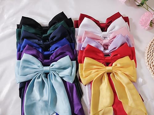 Miniatura 2 de 12 lazos grandes para el cabello, pinzas para el cabello con lazo grande para mujeres y niñas, moño francés con cola larga, accesorios para el