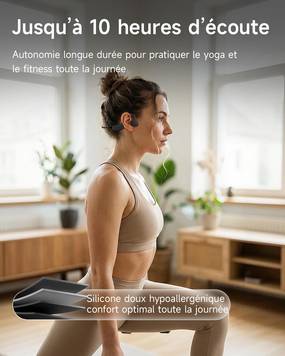 Casque Conduction Osseuse Natation, Étanchéité IP68, Lecteur MP3 32Go, Écouteurs de Sport Bluetooth 6.0, 10 Heures d'Autonomie pour la Natation, la Course et Le Surf, Noir