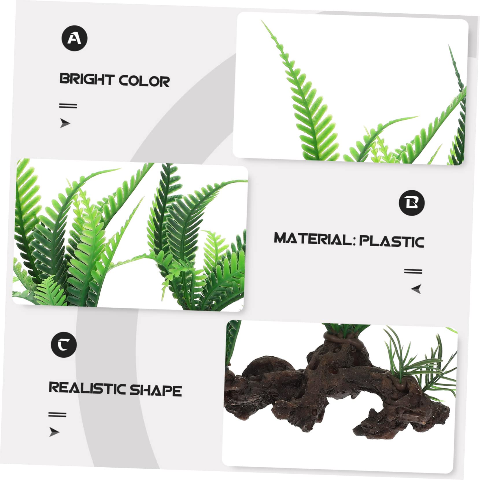 Beaupretty Aquarium en Plastique 4 Pièces Aménagement Paysager Plantes Aquatiques Bois Mort De Paon