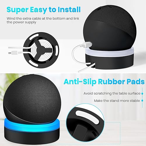 Miniatura 5 de Dot - Soporte de mesa de 4ª generación, soporte de escritorio ZUOLACO para punto de 4ª generación, soporte base con guía de luz, accesorios